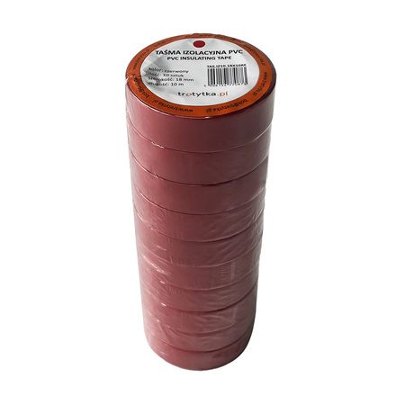 Taśma izolacyjna PVC, 18 mm x 10 m, 1 sztuka, czerwony